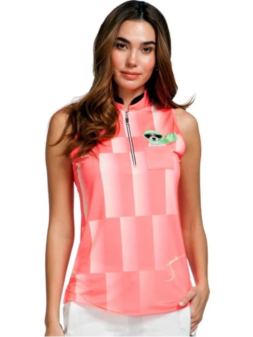Nwot jamie sadock Coral Pink Sleeveless Swim Top with Zip xl